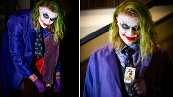 Haaland hóa trang thành Joker đi mua tã cho con trong đêm Halloween