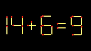 Thử tài IQ: Di chuyển một que diêm để 14+6=9 thành phép tính đúng