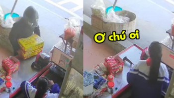 Nữ sinh trông tiệm tạp hóa bất lực khi bị cướp hai thùng bia