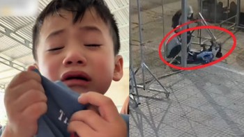 Bé trai khóc nức nở khi bị trộm mất xe đồ chơi