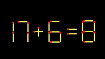 Thử tài IQ: Di chuyển một que diêm để 17+6=8 thành phép tính đúng