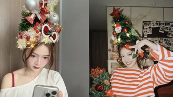 Đu trend buộc tóc cây thông Noel trước thềm Giáng sinh