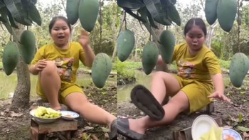 Cười sảng với bé gái hướng dẫn cách ăn xoài