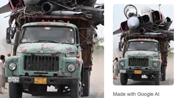 Bức hình xe tải Pakistan chở xác máy bay Ấn Độ là thật hay giả?