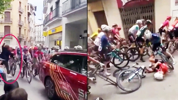 Khán giả ngã nhào ra đường báo hại nữ tay đua