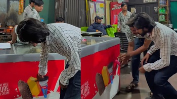 Khi khách yêu cầu ông chủ bán kem y như hình