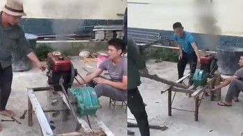 Hú hồn với máy bổ củi 'độc lạ Bình Dương'