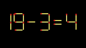 Thử tài IQ: Di chuyển một que diêm để 19-3=4 thành phép tính đúng
