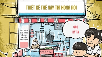 Thiết kế bảng hiệu 'phá sản' tiệm cháo dì Năm