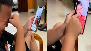 Con trai cười như được mùa khi xem lại ảnh hồi mẹ đi đẻ mình
