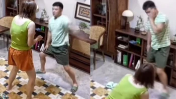 Chồng bị tát không trượt phát nào vì vợ nhanh tay