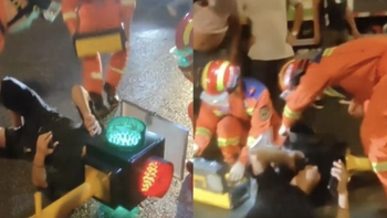 Tai nạn độc lạ: Kẹt đầu vào hộp đèn giao thông