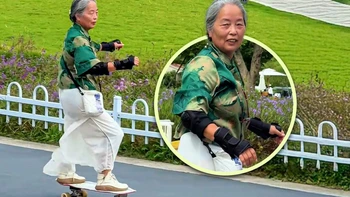 'Bà ngoại' 68 tuổi chơi trượt ván hơn cả thanh niên