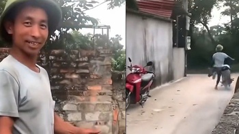 Xe máy phi vào bụi cây vì tay ga tự chế