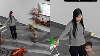 Bé trai lém lỉnh khi thấy mẹ cầm roi