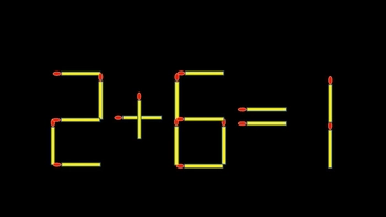 Thử tài IQ: Di chuyển một que diêm để 2+6=1 thành phép tính đúng
