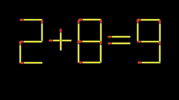 Thử tài IQ: Di chuyển một que diêm để 2+8=9 thành phép tính đúng