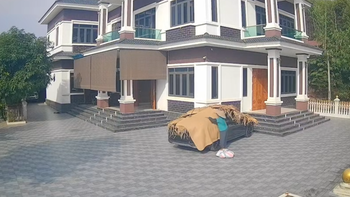 Con gái bật cười khi thấy phụ huynh lấy lá che xe ô tô