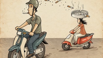 Một điếu thuốc, cả làn đường cùng 'thưởng thức'