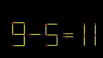 Thử tài IQ: Di chuyển một que diêm để 9-5=11 thành phép tính đúng