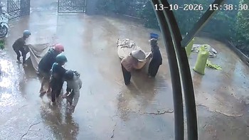 Bốn chàng trai khiến dân mạng ấm lòng giữa cơn mưa