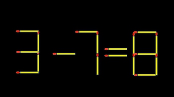 Thử tài IQ: Di chuyển một que diêm để 3-7=8 thành phép tính đúng