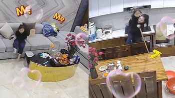 Con gái lo lắng hỏi thăm mẹ khi thấy chồng bát đổ