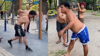 Chàng trai tấu hài bắt chước thanh niên bụng 6 múi trên mạng