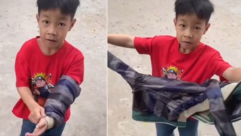 Mẹ cạn lời với cách mặc áo khoác độc lạ của con trai