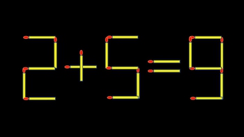 Thử tài IQ: Di chuyển một que diêm để 2+5=9 thành phép tính đúng