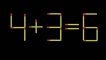 Thử tài IQ: Di chuyển một que diêm để 4+3=6 thành phép tính đúng
