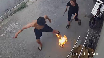 Chồng nhanh trí khi đèn khò bị hở gas