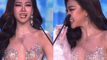 Thí sinh 'Miss Grand' rơi răng giả khi đang hô tên