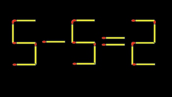 Thử tài IQ: Di chuyển một que diêm để 5-5=2 thành phép tính đúng