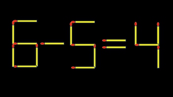 Thử tài IQ: Di chuyển một que diêm để 6-5=4 thành phép tính đúng