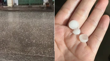 Mưa giông kèm sấm chớp cả đêm, Hà Nội bất ngờ xuất hiện mưa đá