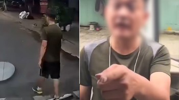 Người đàn ông đi bộ dưới lòng đường dở thói côn đồ khi bị nhắc nhở