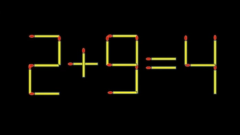 Thử tài IQ: Di chuyển một que diêm để 2+9=4 thành phép tính đúng