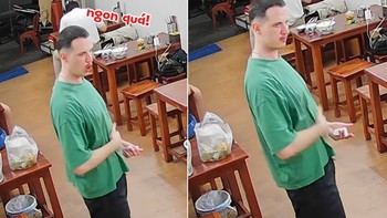 Du khách nước ngoài vỗ bụng khen món bún bò Huế khiến dân mạng thích thú