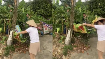 Cô gái suýt u đầu khi hứng mít