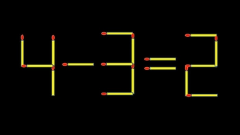 Thử tài IQ: Di chuyển một que diêm để 4-3=2 thành phép tính đúng