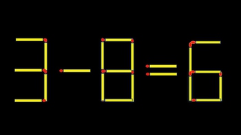 Thử tài IQ: Di chuyển một que diêm để 3-8=6 thành phép tính đúng