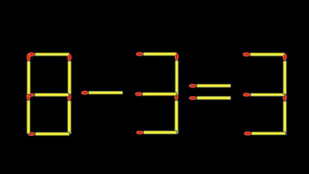 Thử tài IQ: Di chuyển một que diêm để 8-3=3 thành phép tính đúng