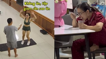 Thấy vợ tập thể dục giảm cân, chồng mua cho ly chè tẩm bổ