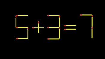 Thử tài IQ: Di chuyển một que diêm để 5+3=7 thành phép tính đúng