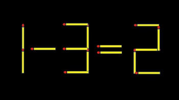 Thử tài IQ: Di chuyển một que diêm để 1-3=2 thành phép tính đúng