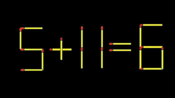 Thử tài IQ: Di chuyển một que diêm để 5+11=6 thành phép tính đúng