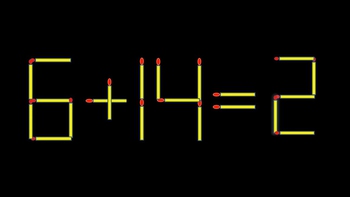Thử tài IQ: Di chuyển một que diêm để 6+14=2 thành phép tính đúng