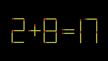 Thử tài IQ: Di chuyển một que diêm để 2+8=17 thành phép tính đúng
