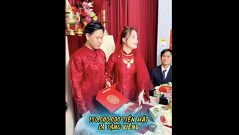 Cô dâu tặng chú rể 150 triệu và 2 cây vàng tại lễ cưới